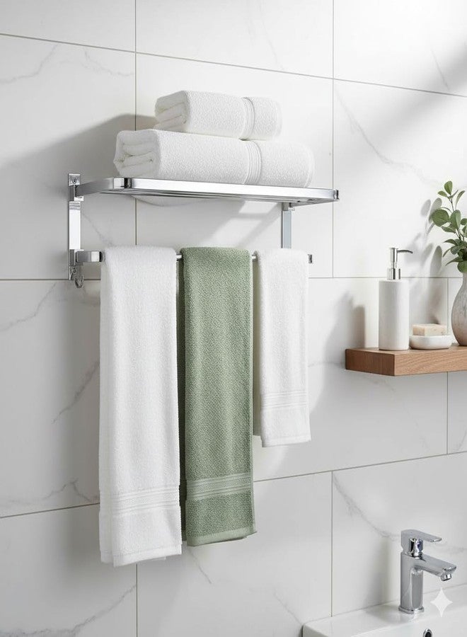 CCCEI Dual SS Foldable Towel Rack for Bathroom | Heavy-Duty Stainless Steel Wall Mounted Towel Holder | Space-Saving Bathroom Steel Rack & Hanger Shelf Utility Rack Gift for Men (24" Inch) - Image 2